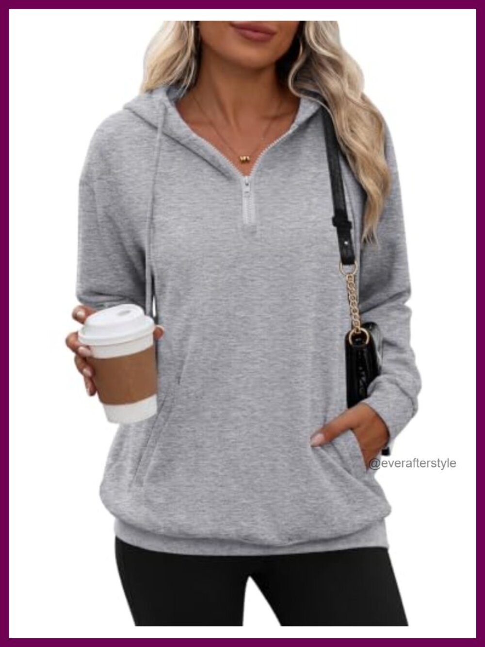 Zeagoo Women's Oversized Half Zip Hoodie Polyester Spandex Sweatshirt